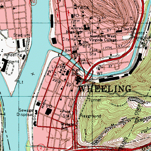 Topographic Map of Ohio Valley Medical Center, WV