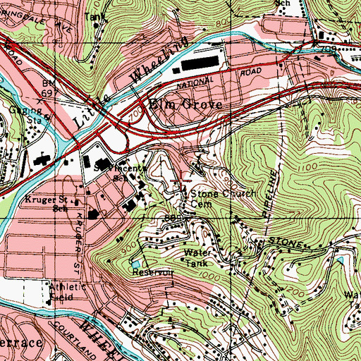 Topographic Map of Old Stone Presbyterian Church (historical), WV