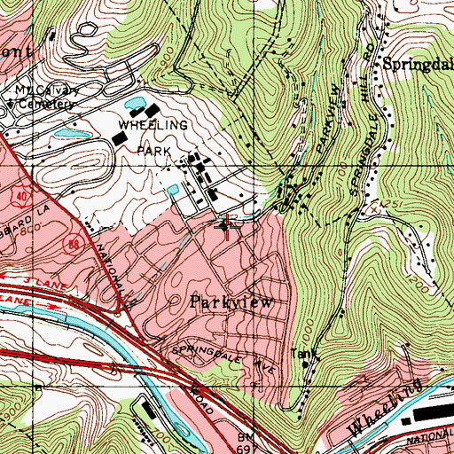Topographic Map of Park View Elementary School (historical), WV