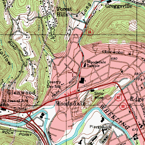 Topographic Map of Peterson Rehabilitation Hospital and Geriatric Center, WV