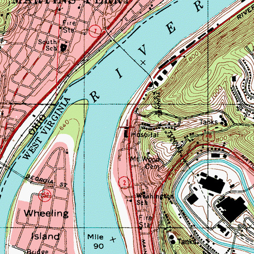 Topographic Map of Sacred Heart Roman Catholic Church, WV
