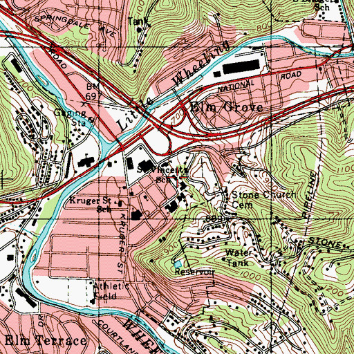 Topographic Map of Saint Johns Home for Boys, WV