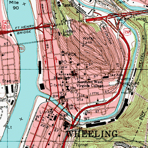 Topographic Map of Saint Josephs Roman Catholic Cathedral, WV