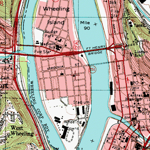 Topographic Map of Saint Lukes-on-the Island Episcopal Church, WV