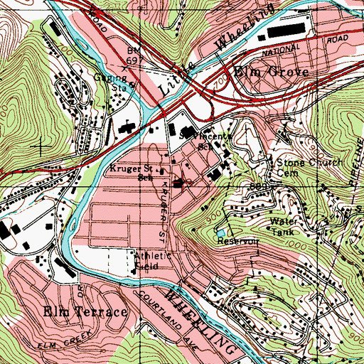 Topographic Map of Saint Marks Lutheran Church, WV