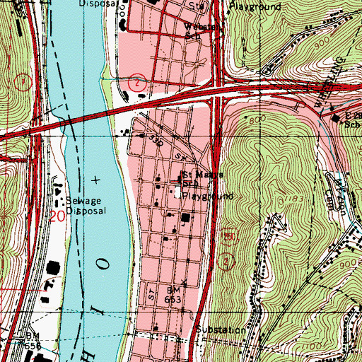 Topographic Map of Saint Mary Catholic Church, WV