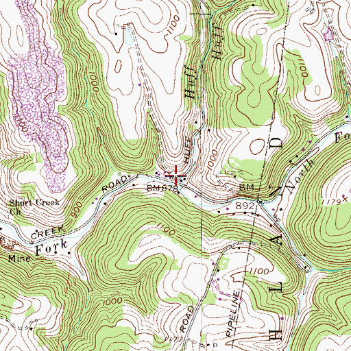 Topographic Map of Shannon (historical), WV