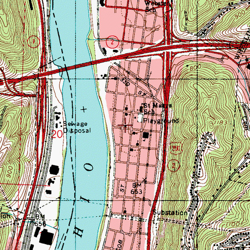 Topographic Map of South Side Church of God, WV