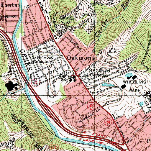 Topographic Map of Triadelphia Middle School, WV