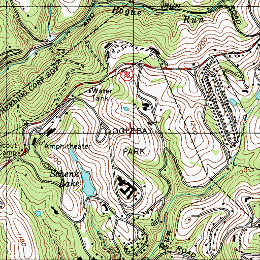 Topographic Map of Waddington Farms (historical), WV