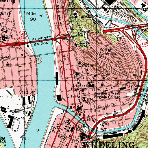 Topographic Map of Washington Hall (historical), WV