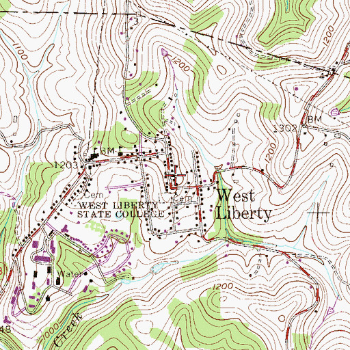 Topographic Map of West Liberty Presbyterian Church, WV