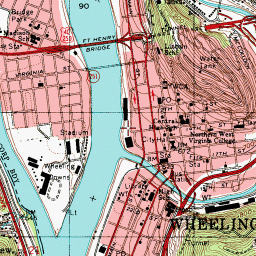 Topographic Map of West Virginia Independence Hall, WV