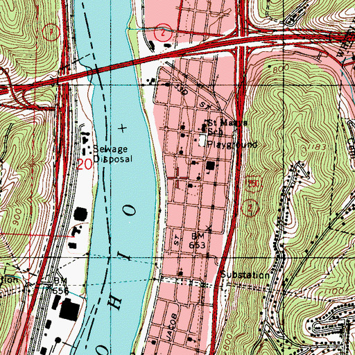 Topographic Map of Wheeling United Pentecostal Church, WV