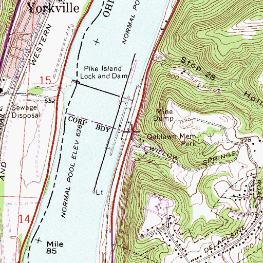 Topographic Map of Willow Springs (historical), WV