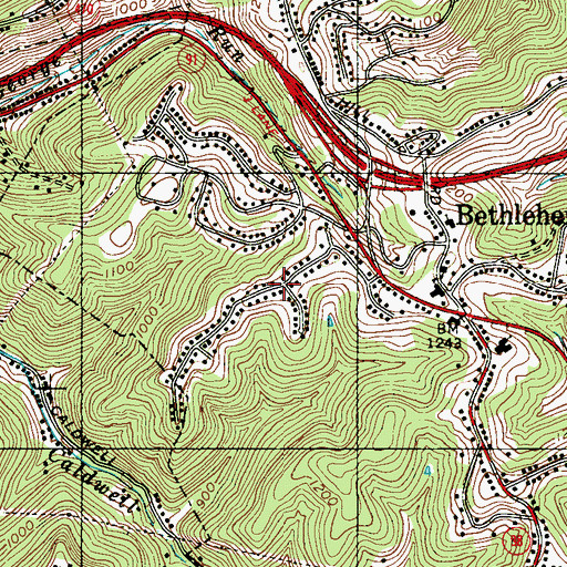 Topographic Map of Wolf Estates, WV