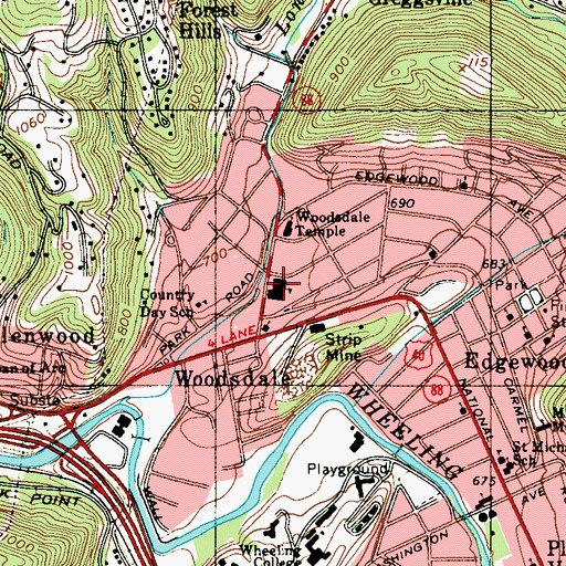 Topographic Map of Woodsdale Elementary School, WV