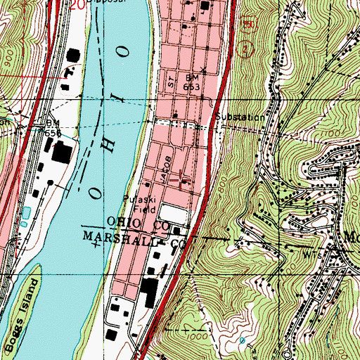 Topographic Map of Central Baptist Church, WV