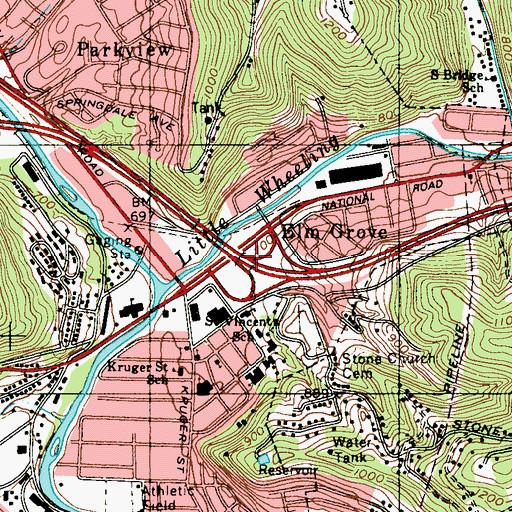 Topographic Map of Interchange 5, WV