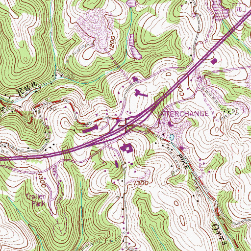 Topographic Map of Interchange 11, WV