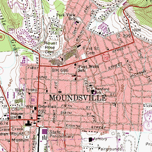 Topographic Map of Ash Avenue Church of God, WV