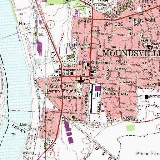 Topographic Map of Central Elementary School, WV