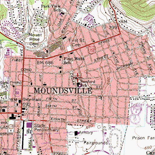 Topographic Map of Church of Christ, WV