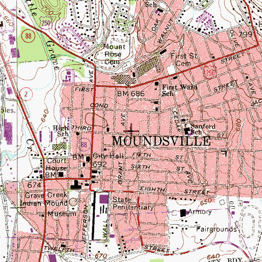 Topographic Map of First Christian Church, WV