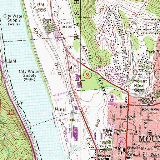 Topographic Map of North Lafayette Shopping Center, WV