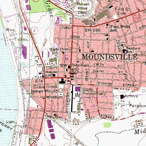 Topographic Map of All Saints Catholic School, WV