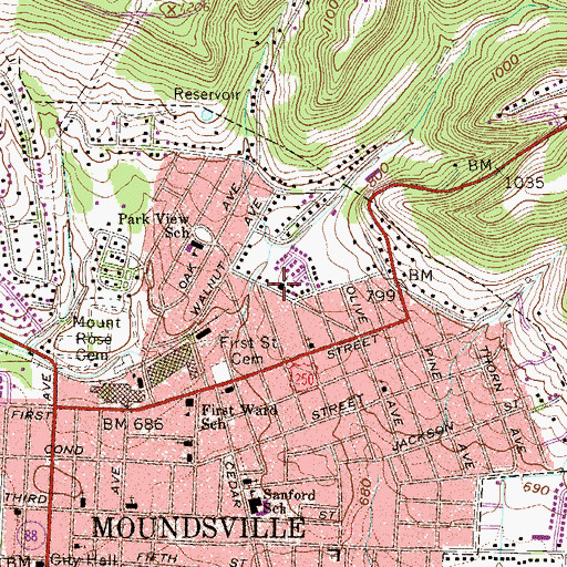 Topographic Map of United Pentecostal Church, WV