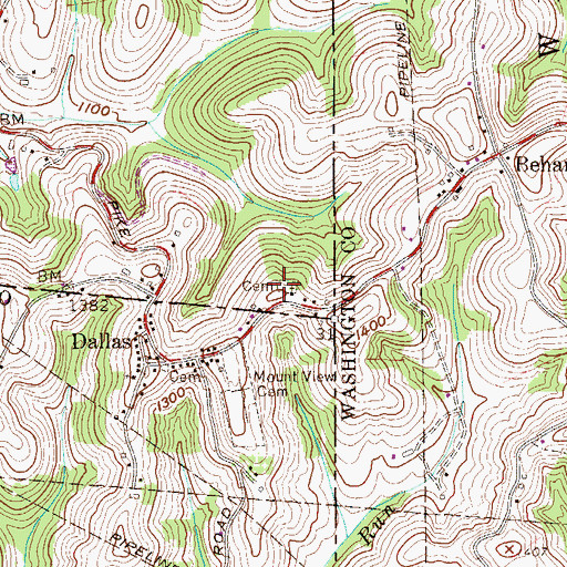 Topographic Map of Dallas Cemetery, WV