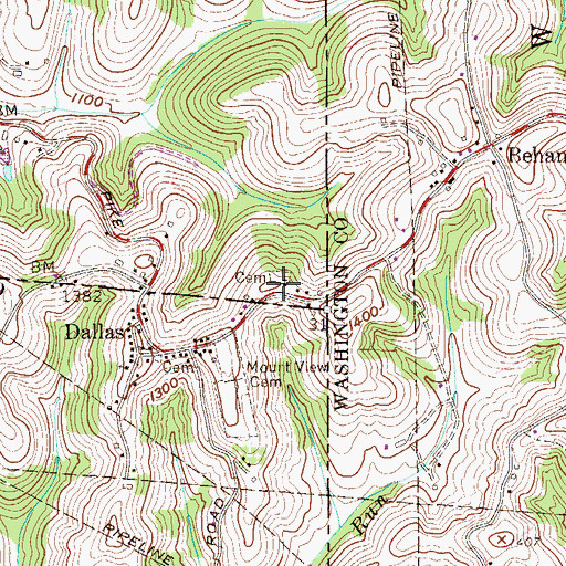 Topographic Map of Dallas United Methodist Church, WV