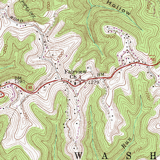 Topographic Map of Fairview Cemetery, WV