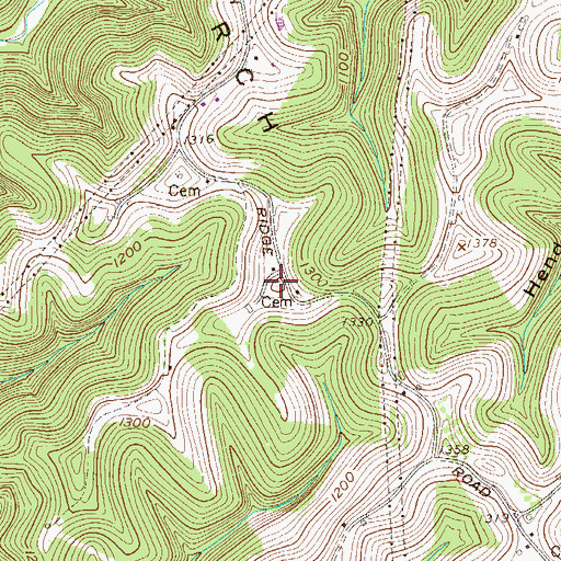 Topographic Map of Harbison Cemetery, WV