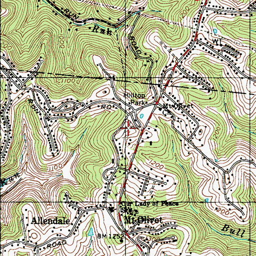 Topographic Map of Mount Olivet Cemetery, WV