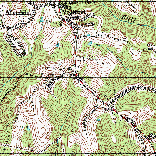 Topographic Map of Mount Olivet Volunteer Fire Department, WV