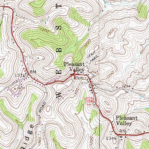 Topographic Map of Pleasant Valley Cemetery, WV