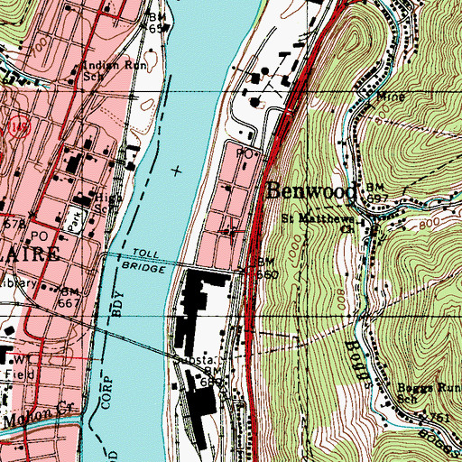 Topographic Map of Saint Johns Catholic Church, WV