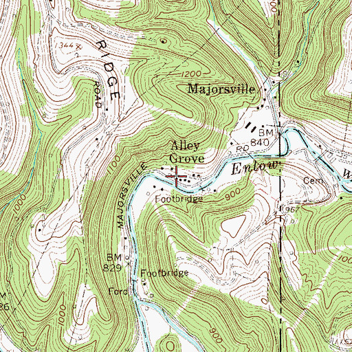 Topographic Map of Alley-Majorsville School (historical), WV