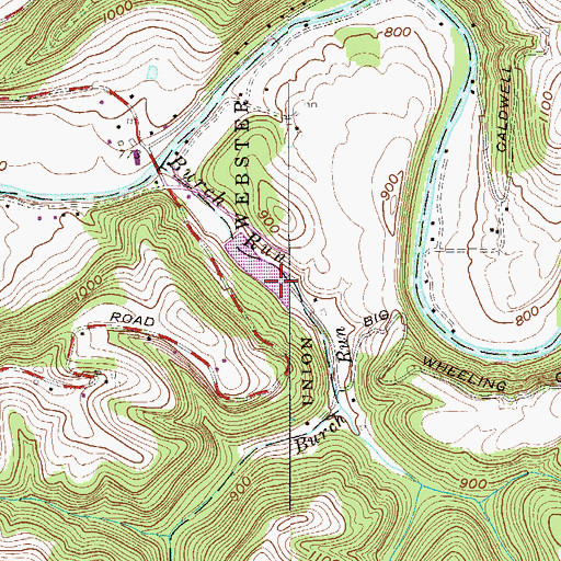 Topographic Map of Burches Run Wildlife Management Area, WV