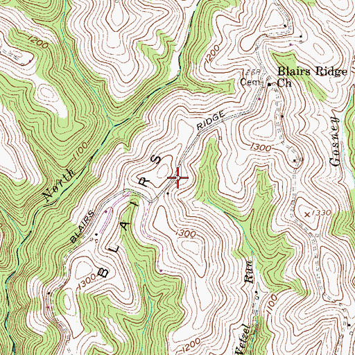 Topographic Map of Blairs Ridge School (historical), WV