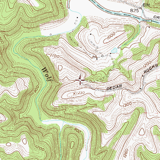 Topographic Map of Cedar Rock-Pone Ridge School (historical), WV