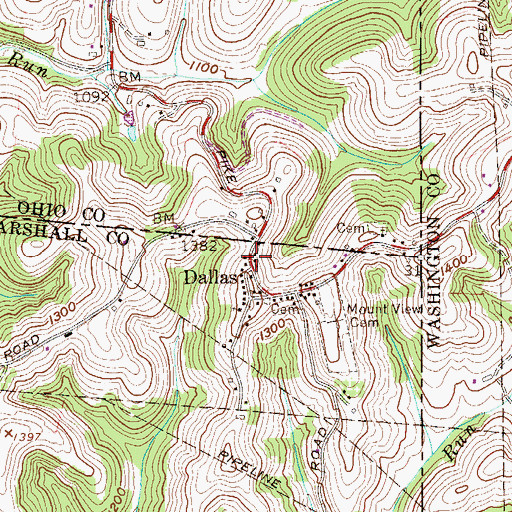 Topographic Map of Dallas Post Office, WV