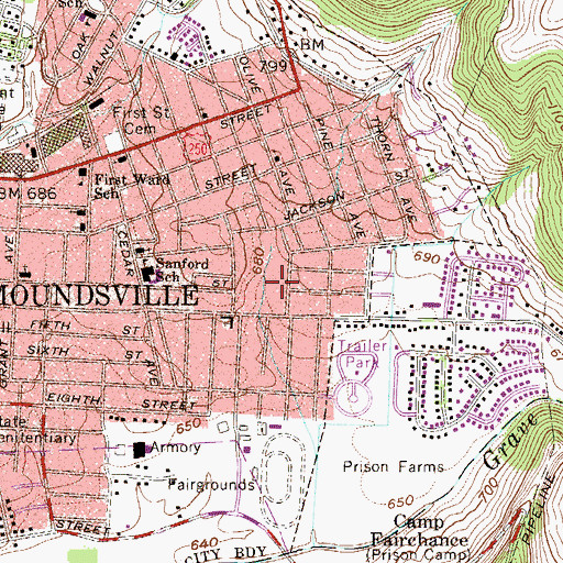 Topographic Map of East End Park, WV