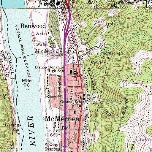 Topographic Map of First Christian Church, WV