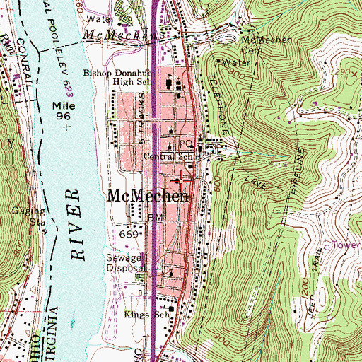 Topographic Map of First Church of God, WV