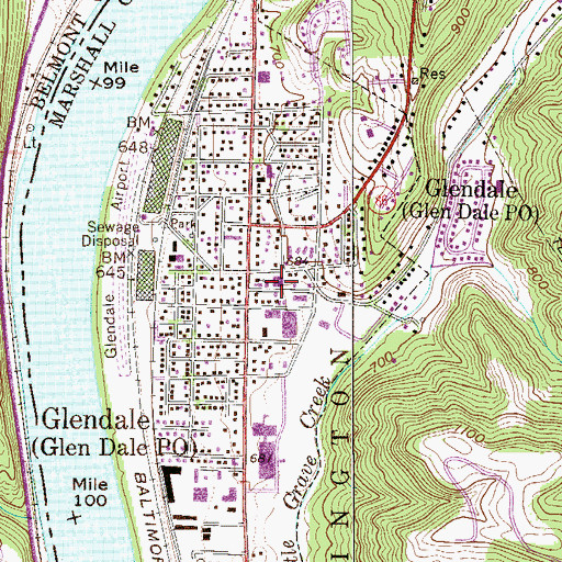 Topographic Map of Glen Dale Elementary School, WV