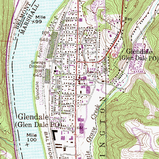 Topographic Map of Glendale Public School (historical), WV