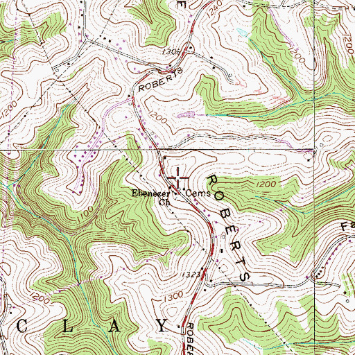 Topographic Map of Green View Cemetery, WV